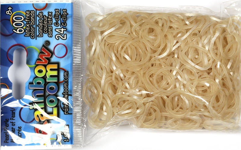 Rainbow Loom Mother-of-Pearl Rubber Bands Refill - 600 Bands & 24 C-Clips